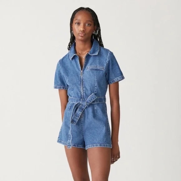 Urban Outfitters Pants - Urban Outfitters Hello Sunshine 70s Denim Belted Romper